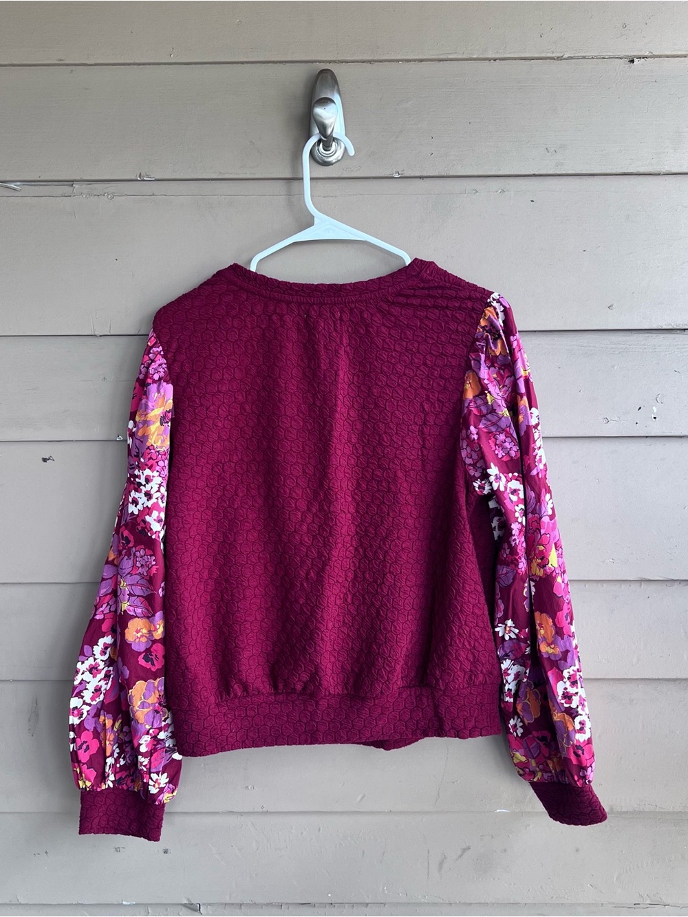 Anthropologie Porridge Textured Sweatshirt Floral Balloon Sleeve Top Size M - Picture 6 of 6